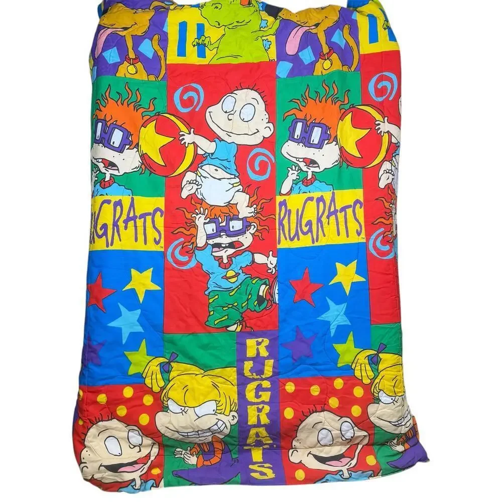 1996 Rugrats Nickelodeon Comforter 2 Sided VTG Tommy Pickles Reptar 60x87